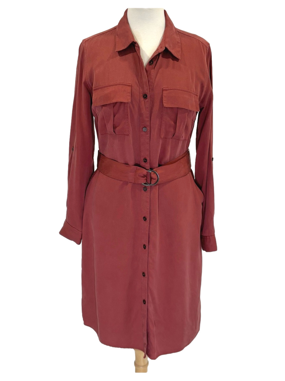 RW&Co rust belted shirt dress